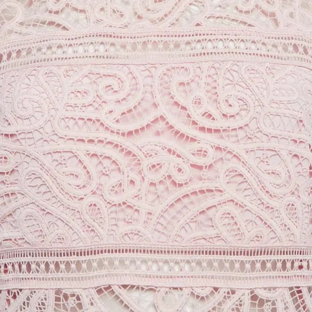 Self-Portrait Pale Pink Lace Short-Sleeve Dress - Picture 2 of 4